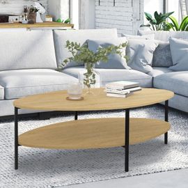 Table Basse Ovale Double Plateau Detroit Design Industriel