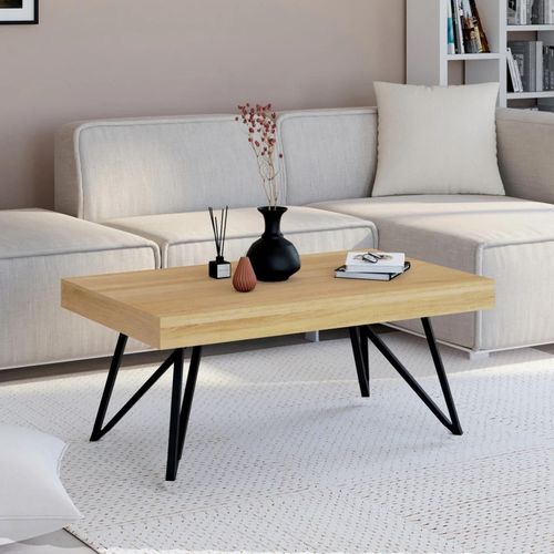 Table Basse Rectangulaire Adele Pieds Croisés 100 Cm Bois Et Noir
