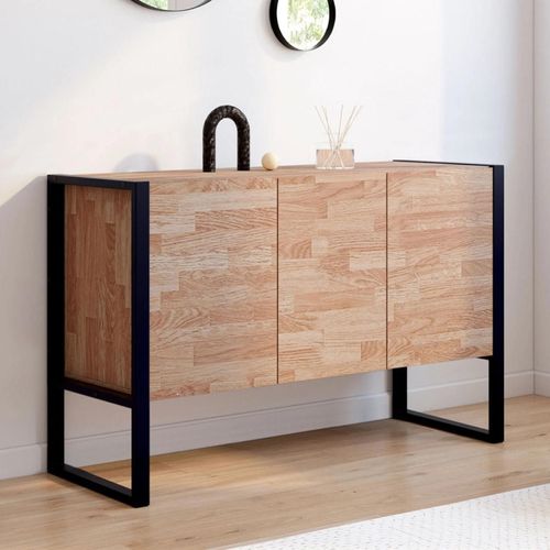 Buffet Surélevé 114 Cm Ottawa 3 Portes Bois Et Noir Design Industriel - Idmarket