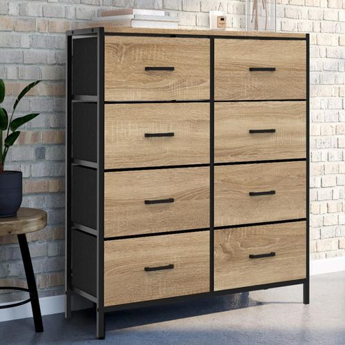 Commode 8 Tiroirs En Tissu Utah 80 Cm Meuble De Rangement Design Industriel