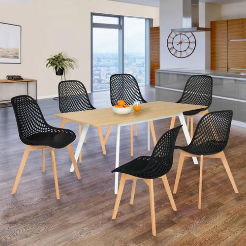 Lot De 6 Chaises Mandy Noires Pour Salle À Manger