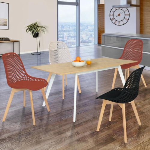 Lot De 4 Chaises Mandy Mix Color Noir, Terracotta X2 Et Beige