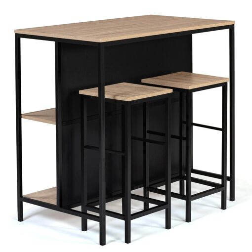 Table De Bar �lot Detroit Et 2 Tabourets Design Industriel - 2