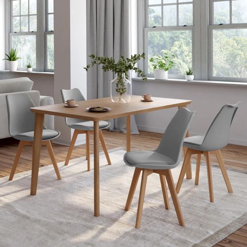 Lot De 4 Chaises Sara Gris Clair Pour Salle À Manger