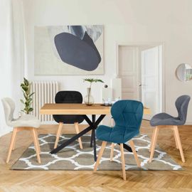 Lot De 4 Chaises Robine En Tissu Mix Color Bleu, Gris, Beige Et Noir