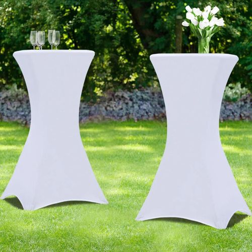 Lot De 2 Housses Blanches Pour Table Haute Pliante 105 Cm