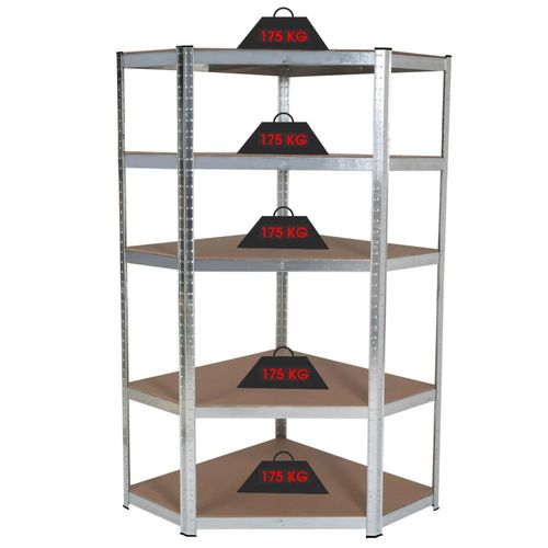 Etagère D'angle Charges Lourdes En Métal 5 Plateaux 875 Kg