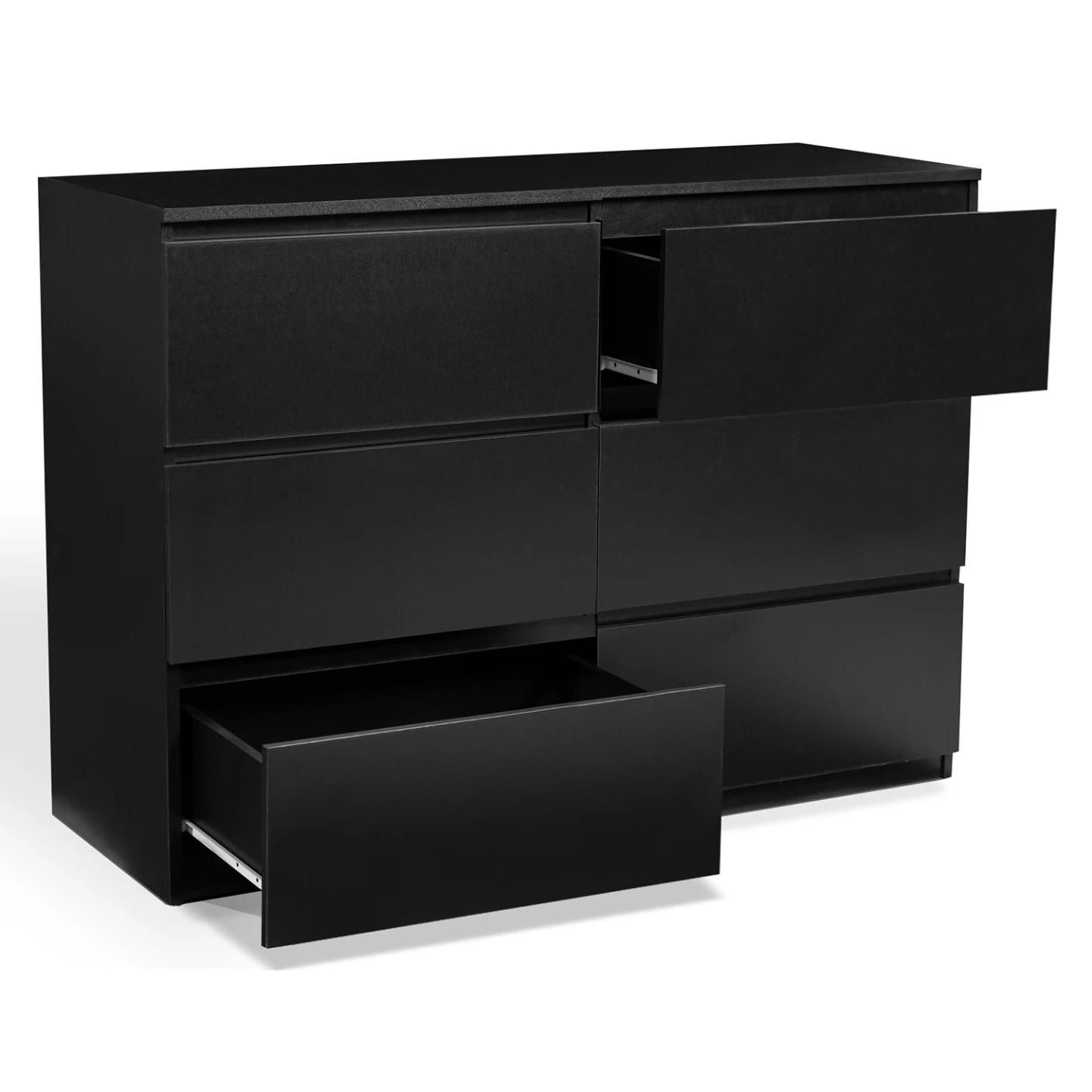 Commode 6 Tiroirs Tomi Bois Noir - 4