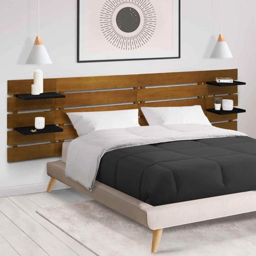 Tête De Lit En Bois Vieilli Avec Étagères Noires - Idmarket - Nina - Contemporain - Design - Blanc