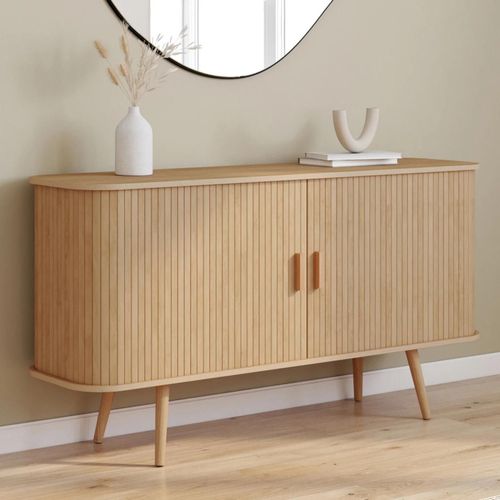 Idmarket Buffet 140 Cm Romie Effet Lattes 2 Portes Coulissantes