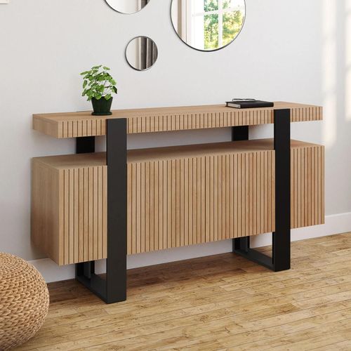 Buffet 140 Cm Octave 4 Portes Effet Lattes