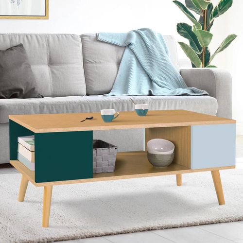 Table Basse Scandinave Alize Bois, Vert Clair Et Vert Foncé