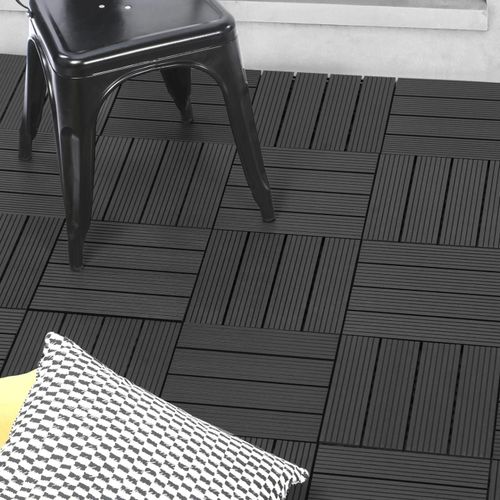 Lot De 5 Dalles De Terrasse Clipsables Bois Composite Noire