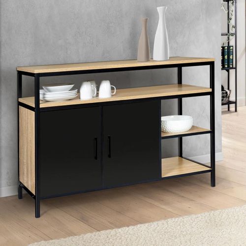 Buffet Bas 2 Portes Noires Boston Design Industriel
