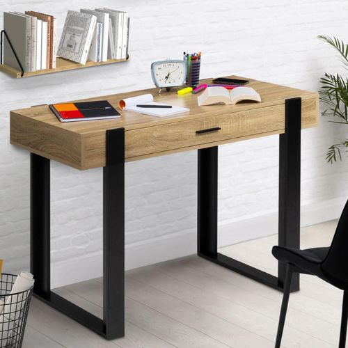 Idmarket Bureau 1 Tiroir Phoenix Bois Et Noir