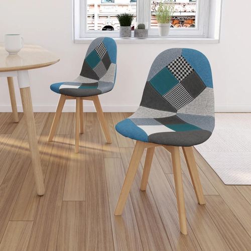 Lot De 2 Chaises Sara Motifs Patchworks Bleus