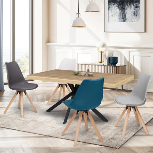 Lot De 4 Chaises Swana Mix Color Blanc, Gris Clair, Gris Foncé Et Bleu