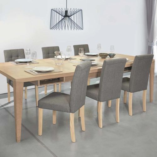 Lot De 6 Chaises Polga Capitonnées Grises Pour Salle À Manger