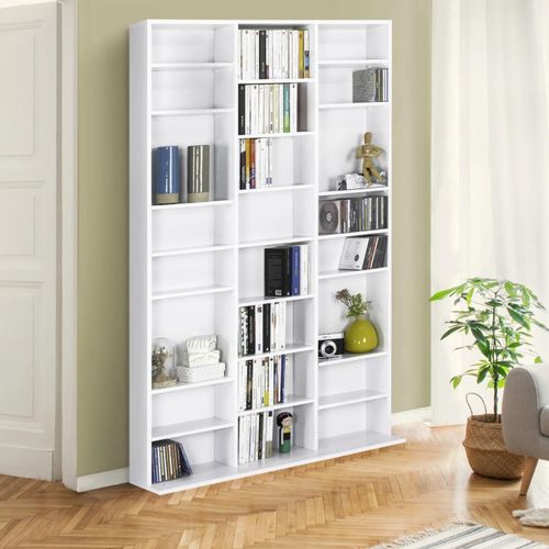 Bibliothèque Étagère Cd Ceylia 30 Cases Avec Étagères Modulables Bois Blanc