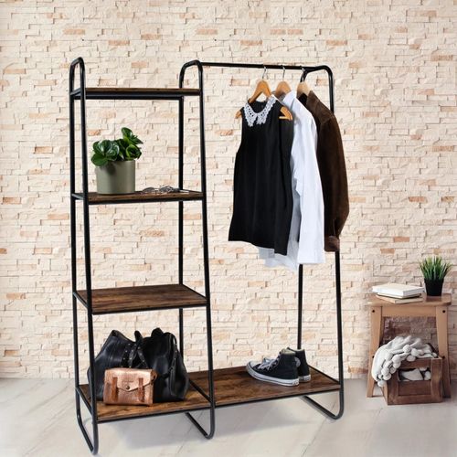 Dressing Paolo Penderie Et Étagère Bois Vieilli Et Métal