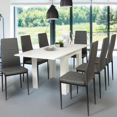 Table À Manger Extensible Dona 6-8 Personnes Blanche 80-160 Cm
