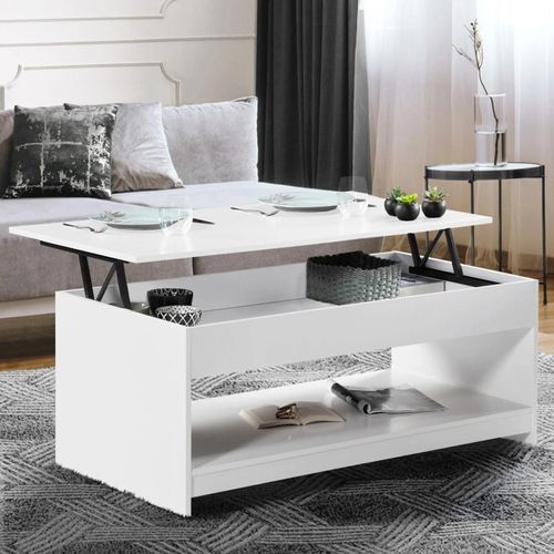 Table Basse Plateau Relevable Soa Bois Blanc
