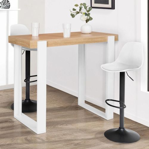 Table Haute De Bar Phoenix Bois Et Blanc 113 Cm