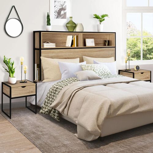 Tête De Lit 165 Cm + 2 Tables De Chevet Detroit Design Industriel