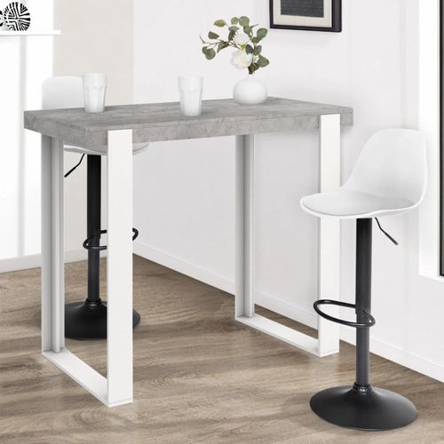 Table Haute De Bar Phoenix Effet Béton Et Blanc 113 Cm