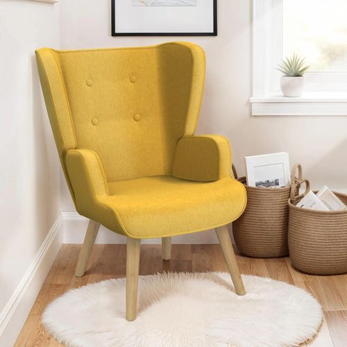 Idmarket Fauteuil Scandinave Sven Grand Confort En Tissu Jaune