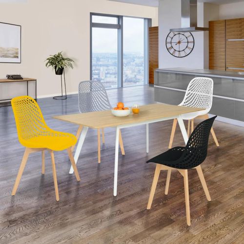 Lot De 4 Chaises Mandy Mix Color Noir, Gris Clair, Blanc Et Jaune