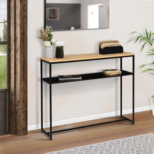 Console Double Denton Métal Noir Et Bois Design Industriel