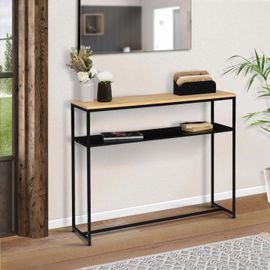 Console Double Denton Métal Noir Et Bois Design Industriel