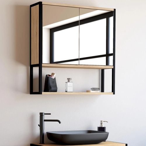 Meuble De Rangement Suspendu Avec Miroir Pour Salle De Bain Detroit Design Industriel