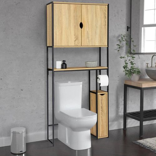 Meuble Wc 3 En 1 Avec Armoires De Rangement Detroit Design Industriel - Idmarket