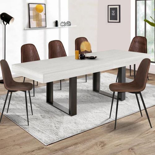 Table À Manger Extensible Phoenix 6-10 Personnes Bois Gris 160-200 Cm