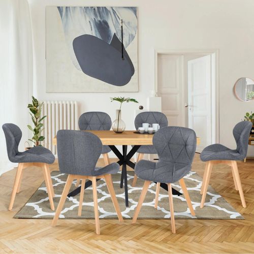 Lot De 6 Chaises Robine En Tissu Gris Foncé Pour Salle À Manger