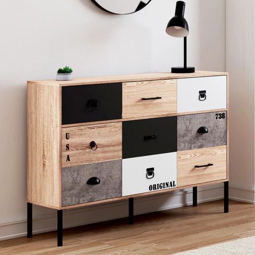 Buffet 3 Portes 3 Tiroirs 110 Cm Sacramento Design Industriel