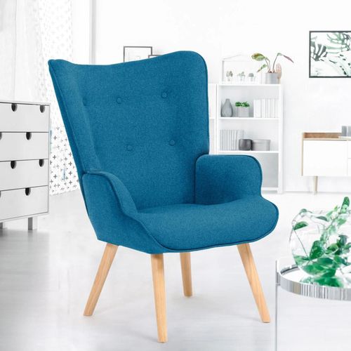 Fauteuil Scandinave Ivar En Tissu Bleu Canard