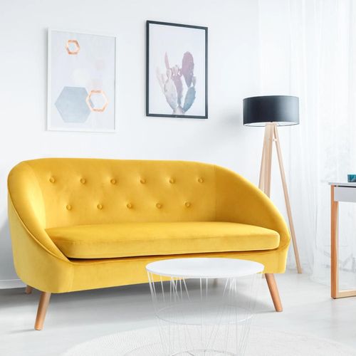 Canapé Banquette En Velours Sonia Jaune
