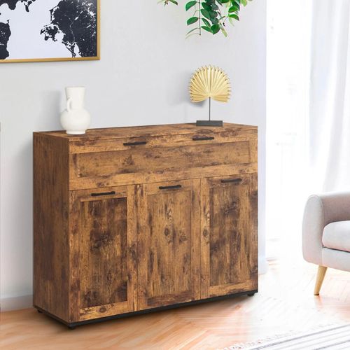 Buffet 100 Cm Vito 3 Portes Et 1 Tiroir Effet Bois Vieilli Dayton