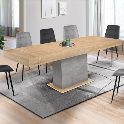 Table À Manger Extensible 6-10 Personnes Bois Et Effet Béton