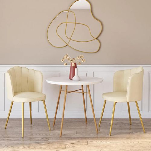 Chaises Coquillages Beiges En Velours Et Pieds Dorés