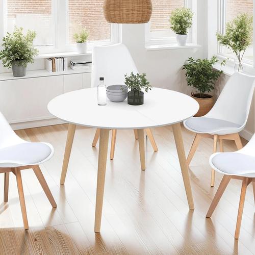 Table À Manger Ronde Scandinave 110 Cm Blanc