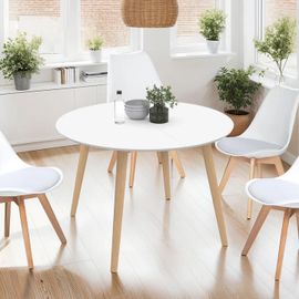 Table À Manger Ronde Scandinave 110 Cm Blanc