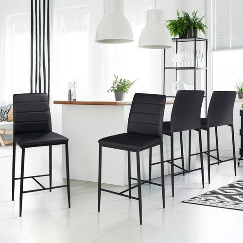 Lot De 4 Tabourets Romane En Pvc Noir Design Contemporain Chaises De Bar Rembourrées