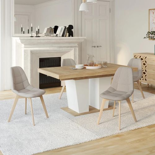 Lot De 4 Chaises Gaby Beige En Tissu Pour Salle À Manger