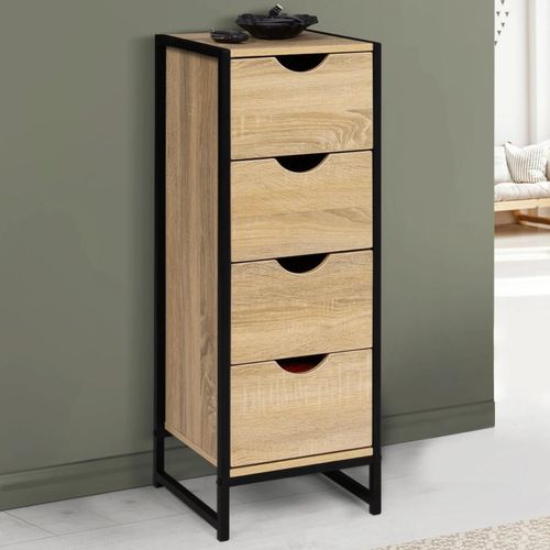 Meuble De Rangement 4 Tiroirs Detroit 30 Cm Chiffonnier D'appoint Design Industriel