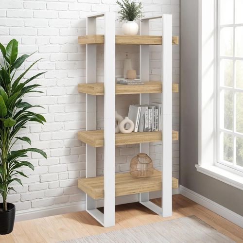 Etagère 4 Niveaux Phoenix Bois Et Blanc