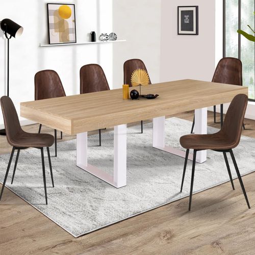 Table À Manger Phoenix 10 Personnes Bois Et Blanc 225 Cm